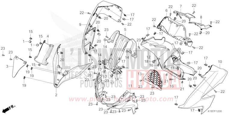 FRONT COVER/METER PANEL for Forza 350 MAT CYNOS GRAY METALLIC (NH312) from 2022